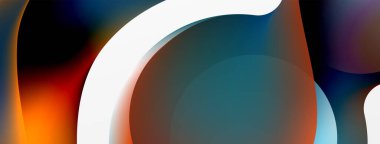 Fluid abstract background, round shapes and circle flowing design for wallpaper, banner, background or landing