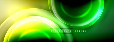 Çember çizgileri ve baloncuklar ışık ve gölge efektleriyle parlayan etki eğiminde. Işık, gölge ve derinliğin dinamik etkileşimi. Gelecekçi ve ritmik teknoloji tasarımı