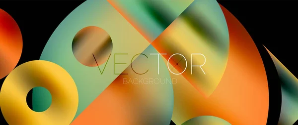 Geometric Abstract Panorama Wallpaper Background Shapes Circles Metallic Color Geometric — Archivo Imágenes Vectoriales