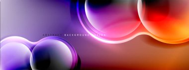 Renk eğimli gölgeler ve ışık efektleri arka planı. Lens ve daire tasarımı. Dinamik düz gölge çizgisi etkisi olan basit akışkan renk gradyanı soyut arkaplan