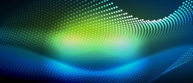 Pürüzsüz ve şık bir tasarım. Mavi pürüzsüz neon bir dalga. Karanlık bir arkaplanda parlıyor.