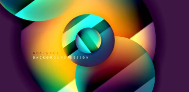 Aydınlık ve gölge efektli parlak ve parlak daireler, geometrik vektör soyut arkaplan