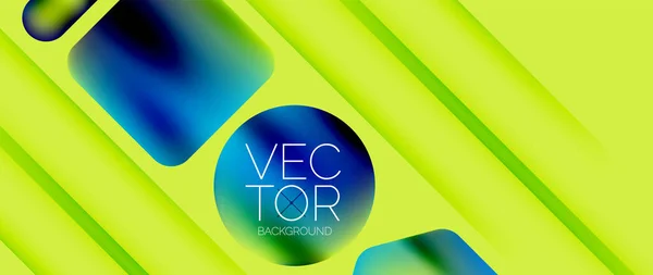 Elementos Geométricos Dinámicos Colores Brillantes Con Gradientes Fluidos Luces Sombras — Vector de stock