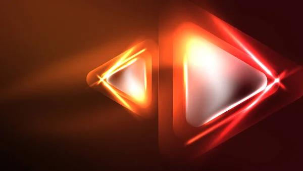 Techno Neon Triangles Light Effects Dark — Stock Vector