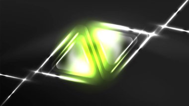 Dijital Neon Soyut Arkaplan, Üçgenler ve Işıklar Geometrik Tasarım Şablonu