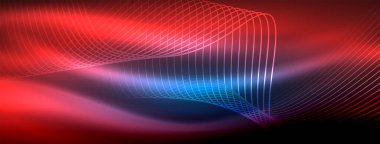 Parlayan neon dalga soyut arkaplan - canlı, ışıltılı dalgalar büyüleyici ve heyecan verici bir ekran içinde titreşiyor