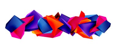 Düşük-polyester üçgenlerden inşa edilmiş geometrik üç boyutlu şekillere sahip modern ve şık bir arka plan, çağdaş tasarımlar için mükemmel.