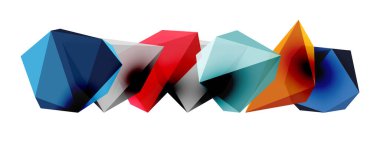 Düşük-polyester üçgenlerden inşa edilmiş geometrik üç boyutlu şekillere sahip modern ve şık bir arka plan, çağdaş tasarımlar için mükemmel.