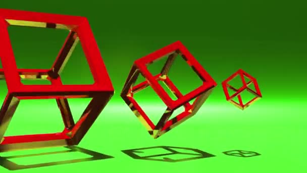 Wireframe Cubes Looping Animation Futuristic Neon Light Space Motion Graphics — Stock Video