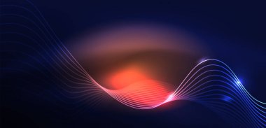 Soyut arkaplan neon dalgası. Duvar kağıdı, afiş, arkaplan, iniş sayfası, duvar resimleri, davetiyeler, posterler için yüksek teknoloji tasarımı