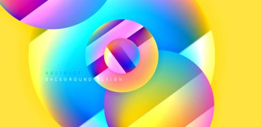 Aydınlık ve gölge efektli parlak ve parlak daireler, geometrik vektör soyut arkaplan