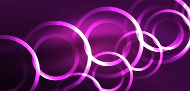 Neon çizgileri ve dalgalar soyut arkaplan. Duvar kağıdı, pankart, arkaplan, iniş sayfası, duvar sanatı, davetiye, baskılar, posterler için parlayan tekno neon şekiller vektör ilülasyonu