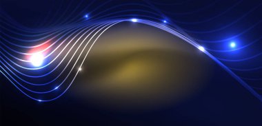 Soyut arkaplan neon dalgası. Duvar kağıdı, afiş, arkaplan, iniş sayfası, duvar resimleri, davetiyeler, posterler için yüksek teknoloji tasarımı