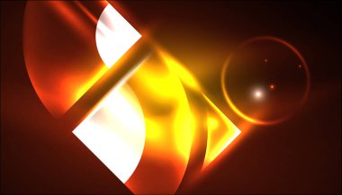Soyut arka plan vektörü neon parlayan geometrik elementler. Duvar kağıdı, afiş, arkaplan, iniş sayfası, duvar resimleri, davetiyeler, posterler için yüksek teknoloji tasarımı