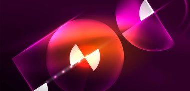 Neon ışığı parlayan daireler vektörü soyut arkaplan