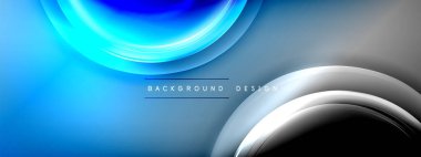 Çember çizgileri ve baloncuklar ışık ve gölge efektleriyle parlayan etki eğiminde. Işık, gölge ve derinliğin dinamik etkileşimi. Gelecekçi ve ritmik teknoloji tasarımı