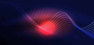 Soyut arkaplan neon dalgası. Duvar kağıdı, afiş, arkaplan, iniş sayfası, duvar resimleri, davetiyeler, posterler için yüksek teknoloji tasarımı