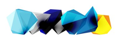 Düşük-polyester üçgenlerden inşa edilmiş geometrik üç boyutlu şekillere sahip modern ve şık bir arka plan, çağdaş tasarımlar için mükemmel.