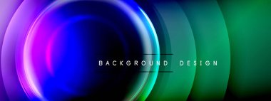 Çember çizgileri ve baloncuklar ışık ve gölge efektleriyle parlayan etki eğiminde. Işık, gölge ve derinliğin dinamik etkileşimi. Gelecekçi ve ritmik teknoloji tasarımı