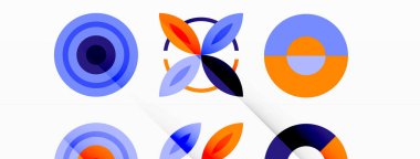 Şebeke bileşimi soyut bir arkaplanda renkli daireler. Duvar kağıdı, afiş, arkaplan, iniş sayfası, duvar sanatı, davetiye, baskılar, posterler için tasarım