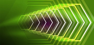 Soyut arka plan tekno neon altıgenleri. Duvar kağıdı, afiş, arkaplan, iniş sayfası, duvar resimleri, davetiye, baskılar, posterler için yüksek teknoloji vektör ilüstrasyonuName