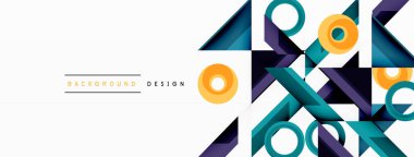 Renkli üçgenler ve soyut çemberler. Duvar kağıdı, afiş, arkaplan, iniş sayfası, duvar sanatı, davetiye, baskılar, posterler için tasarım