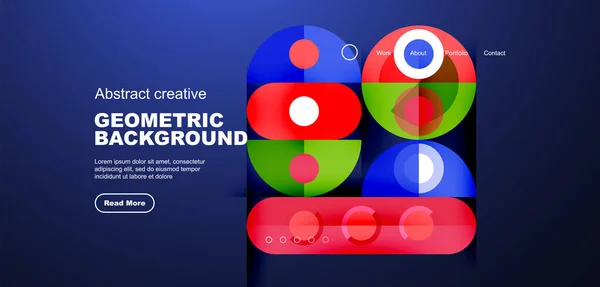 Abstract Technology Landing Page Background Circles Elements Creative Concept Business — Stock Vector