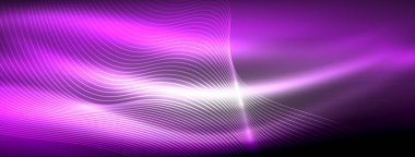 Parlayan neon dalga soyut arkaplan - canlı, ışıltılı dalgalar büyüleyici ve heyecan verici bir ekran içinde titreşiyor