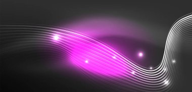 Soyut arkaplan neon dalgası. Duvar kağıdı, afiş, arkaplan, iniş sayfası, duvar resimleri, davetiyeler, posterler için yüksek teknoloji tasarımı