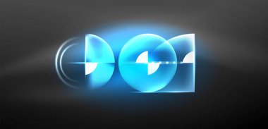 Soyut arka plan mavi parlak neon renkli yuvarlak elementler ve daireler. Duvar kağıdı, bayrak, arkaplan, kart, kitap illüstrasyonu, iniş sayfası için tekno fütüristik vektör ilülasyonu