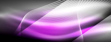 Parlayan neon dalga soyut arkaplan - canlı, ışıltılı dalgalar büyüleyici ve heyecan verici bir ekran içinde titreşiyor