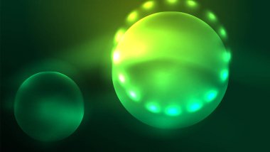 Neon parlayan daireler, sihirli enerji uzay ışığı konsepti, soyut arka plan duvar kağıdı tasarımı