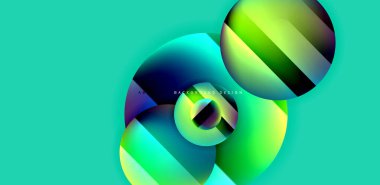 Aydınlık ve gölge efektli parlak ve parlak daireler, geometrik vektör soyut arkaplan