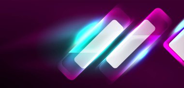 Neon parıldayan tekno çizgiler ve oklar, yüksek teknolojili soyut arkaplan şablonu