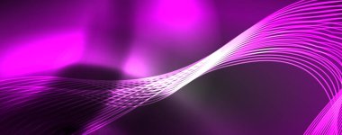 Parlak neon dalgalar, dinamik elektrik hareketi, enerji ya da hız kavramı. Duvar kağıdı, afiş, arkaplan, broşür, katalog, kapak, broşür