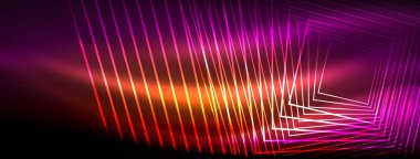 Parlayan neon dalga soyut arkaplan - canlı, ışıltılı dalgalar büyüleyici ve heyecan verici bir ekran içinde titreşiyor