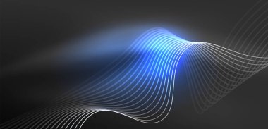 Soyut arkaplan neon dalgası. Duvar kağıdı, afiş, arkaplan, iniş sayfası, duvar resimleri, davetiyeler, posterler için yüksek teknoloji tasarımı