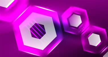 Soyut arkaplan neon altıgen vektör çizimi