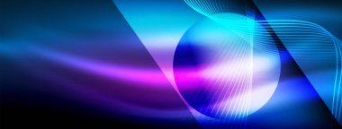 Parlayan neon dalga soyut arkaplan - canlı, ışıltılı dalgalar büyüleyici ve heyecan verici bir ekran içinde titreşiyor