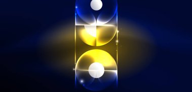 Neon ışığı parlayan daireler vektörü soyut arkaplan