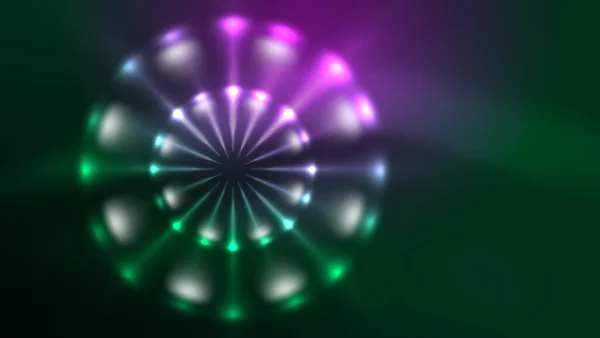 Neon Parlayan Daireler Sihirli Enerji Uzay Işığı Konsepti Soyut Arka — Stok Vektör