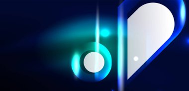 Soyut arkaplan parlayan neon ışıklı geometrik şekiller. Duvar kağıdı, bayrak, arkaplan, kart, kitap illüstrasyonu, iniş sayfası için uzay kozmik ya da sihirli enerji vektör duvar kağıdı