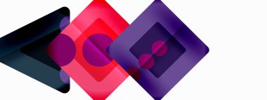 Trendy minimal geometric abstract background. Triangles, squares and circles bright colors backdrop. Vector Illustration For Wallpaper, Banner, Background, Card, Book Illustration, landing page