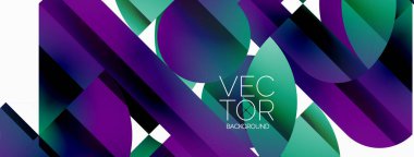 Dinamik soyut vektör arkaplanı. Dairelerin, karelerin ve üçgenlerin uyumlu birleşimi. Geometrik elementler büyüleyici bir zemin oluşturmak için birbirine dolanır. Her şekil biçimlerin kaleydoskopuna katkıda bulunur