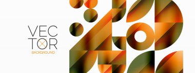 Vektör arkaplanı. Minimalist geometrik arkaplan daireler ve şekillerle süslenmiş. Dijital tasarımlar, sunumlar, web sitesi afişleri, sosyal medya paylaşımları için yaratıcılığı davet eden soyut sanat