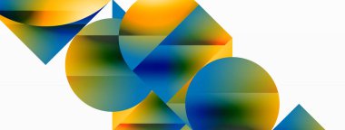 Minimalizm, gradyan cazibesiyle buluşur. Geometrik şekiller sakin bir arka planda birbirine dolanır. İnce renkler birleşir, dinamik bir tuval oluşturur, modern estetiğin kanıtıdır.