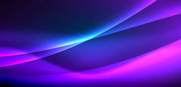 Gelombang Dinamis Dalam Cahaya Halus Lampu Neon Konsep Menggabungkan Fluiditas - Stok Vektor