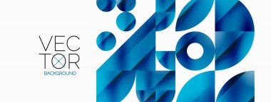 Vektör arkaplanı. Minimalist geometrik arkaplan daireler ve şekillerle süslenmiş. Dijital tasarımlar, sunumlar, web sitesi afişleri, sosyal medya paylaşımları için yaratıcılığı davet eden soyut sanat