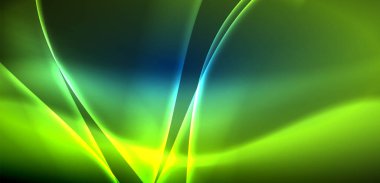 Neon ışıklarının ruhani parıltısında dinamik dalgalar. Hareket akışkanlığı ile neonun ışıl ışıl cazibesini birleştiren kavram, hem canlılığı hem de gelecekteki karmaşıklığı somutlaştıran büyüleyici arka plan.