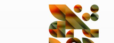 Vektör arkaplanı. Minimalist geometrik arkaplan daireler ve şekillerle süslenmiş. Dijital tasarımlar, sunumlar, web sitesi afişleri, sosyal medya paylaşımları için yaratıcılığı davet eden soyut sanat